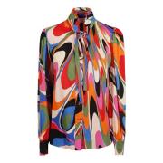 Grafische Print Strik Kraag Shirt Emilio Pucci , Multicolor , Dames