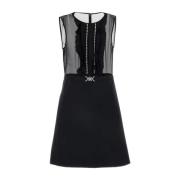 Elegant Georgette Mini Dress Versace , Black , Dames