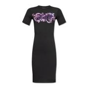 Jurk met logo Versace Jeans Couture , Black , Dames