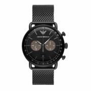 Zwarte Roestvrijstalen Quartz Herenhorloge Emporio Armani , Black , He...