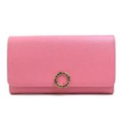 Pre-owned Leather wallets Bvlgari Vintage , Pink , Dames