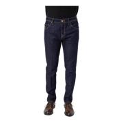 Blauwe Katoenen Straight Jeans Jacob Cohën , Blue , Heren