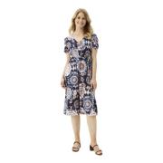 Blauwe Liz Jurk met Abstracte Print IN Front , Multicolor , Dames