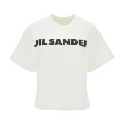 Logo Print Boxy T-Shirt Jil Sander , White , Dames