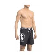 Gelaagde zwemshorts met logo Bikkembergs , Black , Heren