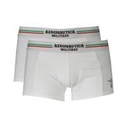 Witte Katoenen Boxershorts Bi-Pack Elastisch Logo Aeronautica Militare...