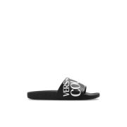 Slides met logo Versace Jeans Couture , Black , Dames