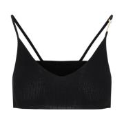 Zwarte V-hals Crop Top Jacquemus , Black , Dames