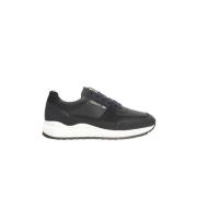 Blauwe Leren Sneakers Hoge Zool Zijlogo Cerruti 1881 , Black , Heren