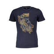 Bedrukt Logo T-shirt Korte Mouw Ronde Hals Cavalli Class , Blue , Here...