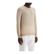 Luxe Wol-Kasjmier Crewneck Sweater Brunello Cucinelli , Beige , Dames