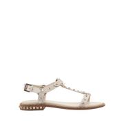 Studded Witte Platte Sandalen ASH , White , Dames