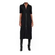 Zwarte Katoenen Overhemdjurk met Rits Jil Sander , Black , Dames