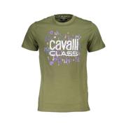 Bedrukt Logo T-shirt Korte Mouw Cavalli Class , Green , Heren