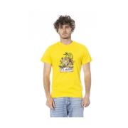 Logo Print Ronde Hals T-Shirt Cavalli Class , Yellow , Heren
