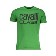 Gedrukt Logo Ronde Hals T-Shirt Cavalli Class , Green , Heren