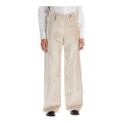 Fluwelen Wijde Pijp Broek Brunello Cucinelli , Beige , Dames