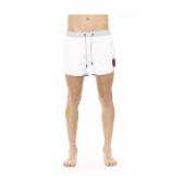 Witte zwemshorts met unieke voorkantprint Bikkembergs , White , Heren