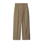 Herringbone Wool Trousers Burberry , Beige , Heren