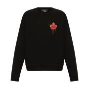 Logo Print Crew Neck Sweater Dsquared2 , Black , Heren