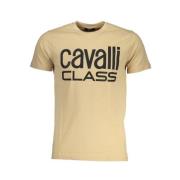 Gedrukt Logo Ronde Hals T-Shirt Cavalli Class , Beige , Heren
