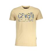 Print Logo Ronde Hals T-Shirt Cavalli Class , Beige , Heren