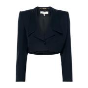 Blauwe Cropped Wollen Jas Chloé , Blue , Dames