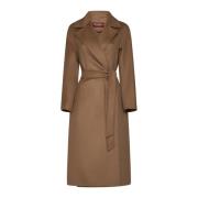 Kameel Wollen Blend Midi Jas Max Mara Studio , Brown , Dames