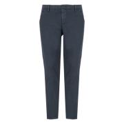 Blauwe Linnen Broek Met Rits Zakken Dondup , Blue , Heren