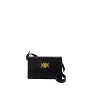 Zwarte Leren Biggie Clutch Versace , Black , Heren