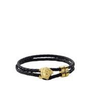 Zwarte Metalen Armband Versace , Black , Heren