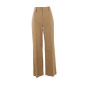 Wijde Pijp Bruine Wollen Broek Chloé , Brown , Dames