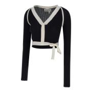 Zwarte V-hals trui met witte details Remain Birger Christensen , Black...