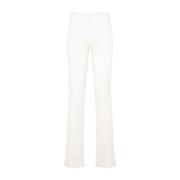 Witte Bloemenkant Bootcut Broek Chloé , Beige , Dames