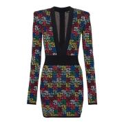 Pop monogram gebreide jurk Balmain , Multicolor , Dames