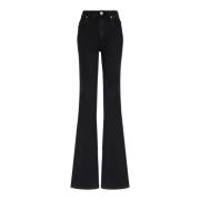 Wijd uitlopende denim jeans Balmain , Black , Dames