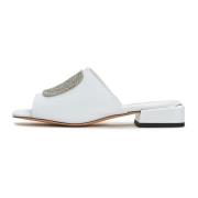 Luxe Block Heeled Slippers Cesare Gaspari , White , Dames