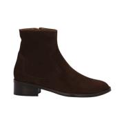 Mocha Calfskin Pina Zipper Ankle Boots Lottusse , Brown , Dames