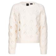 Ruimvallende Trui met Open Structuur Pinko , White , Dames