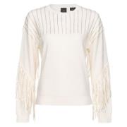 Trui met strass en franjes Pinko , White , Dames