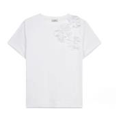 Bloemenapplicatie T-shirt Oltre , White , Dames
