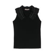 Zwart Ruffle Tank Top D.Exterior , Black , Dames