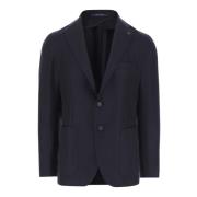 Wol Kasjmier Klassieke Revers Jas Navy Tagliatore , Blue , Heren