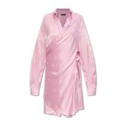 Zijden jurk in overhemdstijl Balenciaga , Pink , Dames