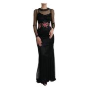 Bloemen Geborduurde Tule Avondjurk Dolce & Gabbana , Black , Dames