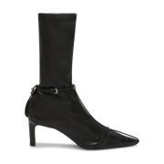 Zwarte Leren Enkellaarsjes Stiletto Hak Jil Sander , Black , Dames