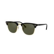 Clubmaster Zonnebril Zwart/Goud Groene Lens Ray-Ban , Black , Unisex