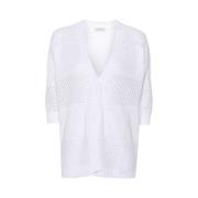 Witte Linnen Blend Vest Le Tricot Perugia , White , Dames