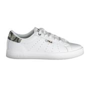 Witte Polyester Sneaker met Veters en Logo Fila , White , Dames