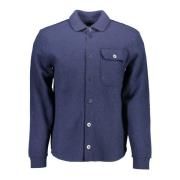 Blauwe Wollen Cardigan met Lange Mouwen en Logo Gant , Blue , Heren